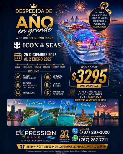 Icon of the Seas + Aéreo — Despedida 2026